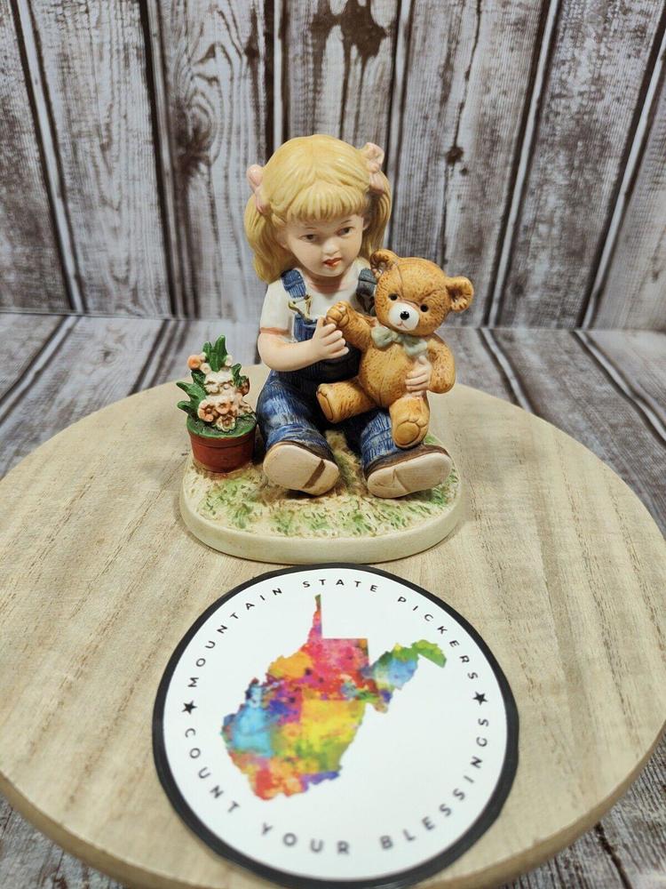 Homco Denim Days Home Interior 1504 After Chores Debbie with Teddy Bear Figure